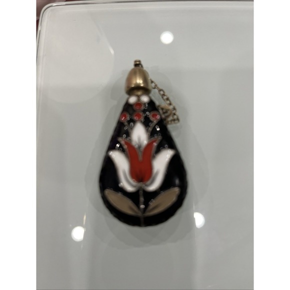 Vintage Enamel Perfume Pendant Jewelry Silver Stamp - Picture 8 of 11